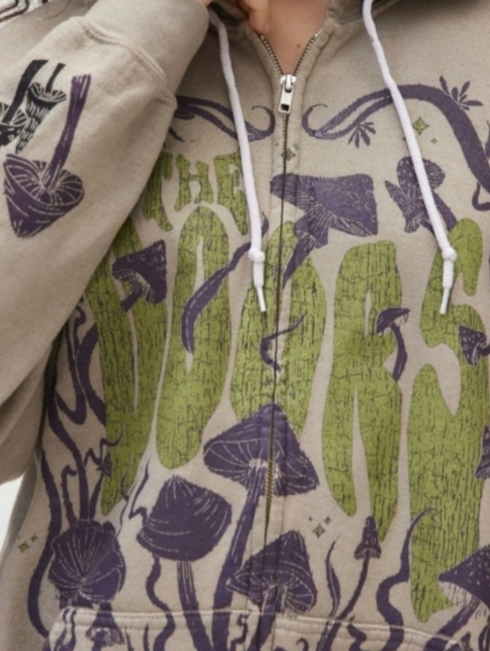 The Doors Mushroom Graphic Zip-UpHoodie Sweatshirt One Size